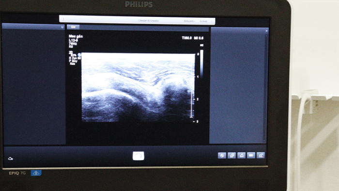 Ultrasound examination in a radiology department.