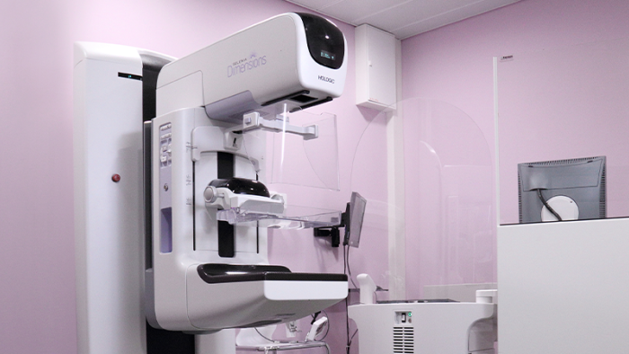 Mammography examination for breast cancer screening in a specialized clinic.